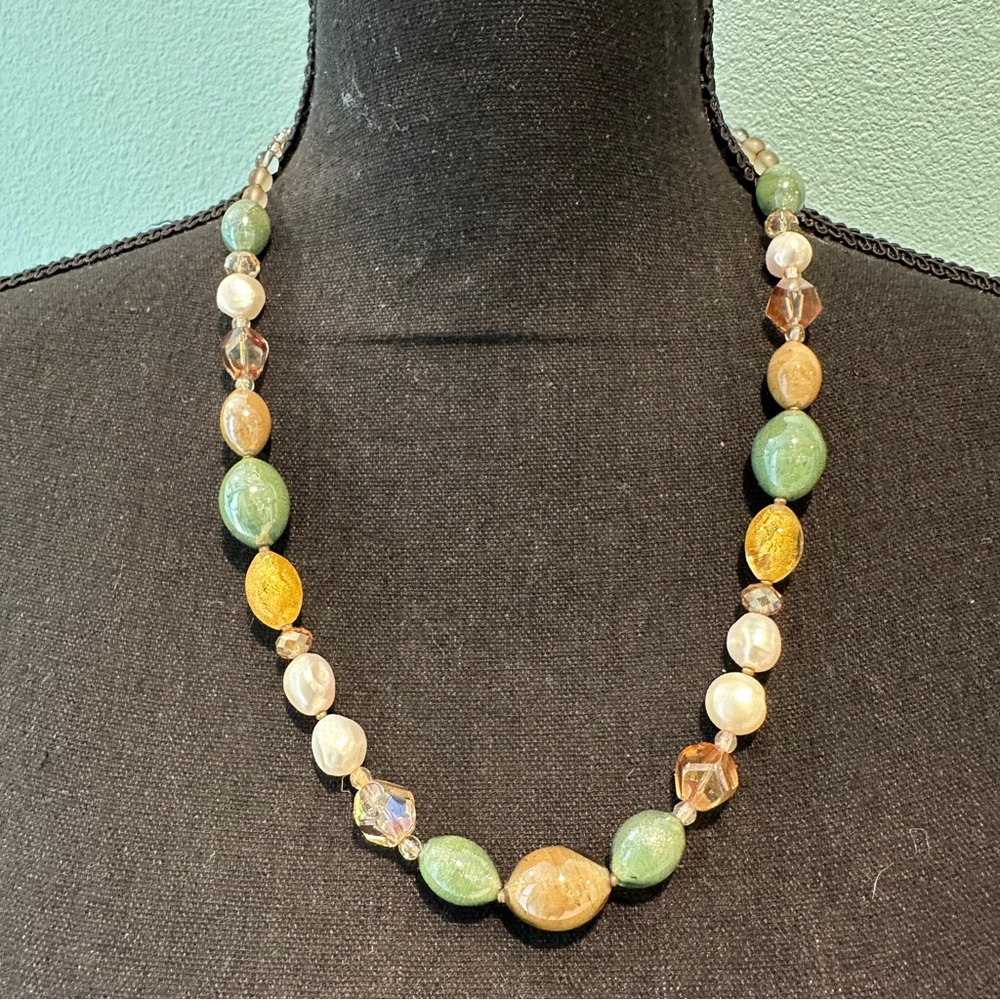 Venetian pastel glass bead necklace